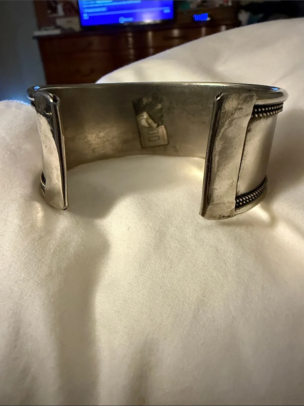 Silver Cuff Bracelet with Turquoise Accent